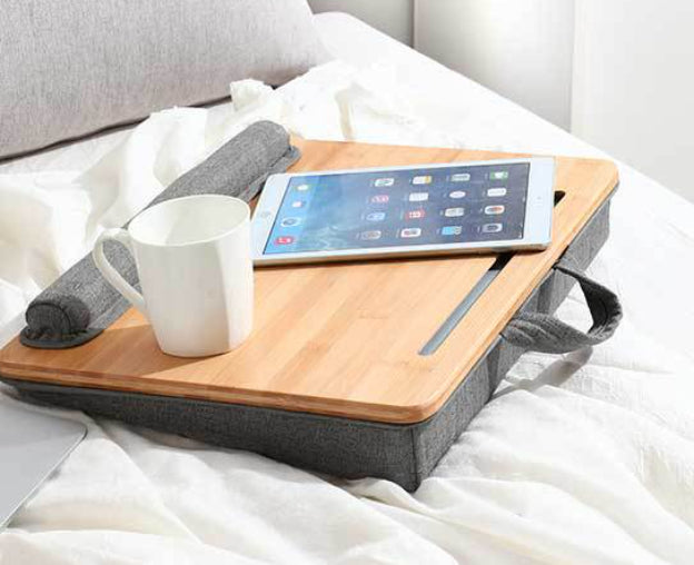 Escritorio portátil para laptop con soporte y cojín para muñeca