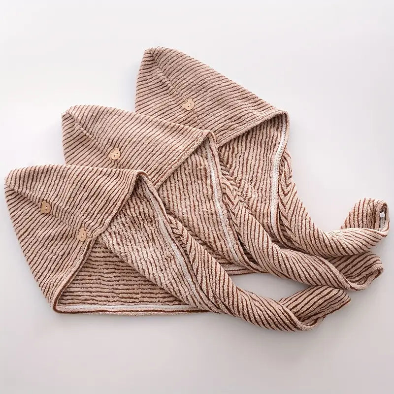 Gorro Turbante Secado Rápido Vellón de Coral - Toalla para Cabello Gruesa, Súper Absorbente y Anti-Frizz con Botón