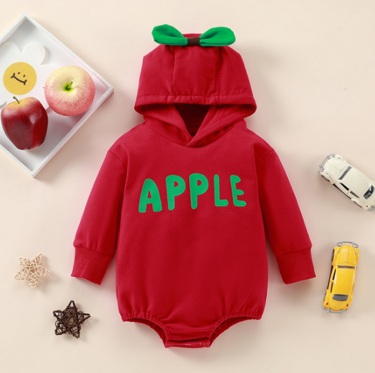 Body de bebé con capucha de fantasía de manzana roja