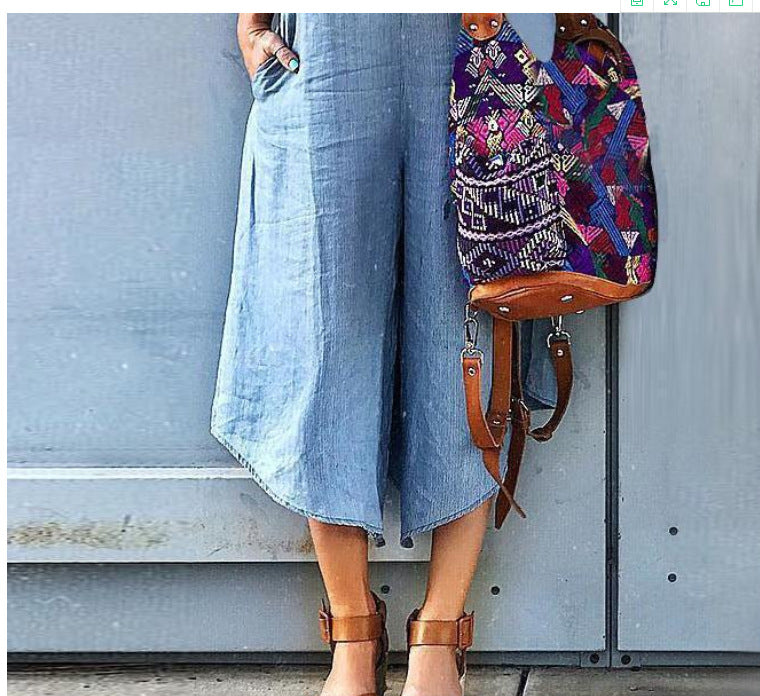 Monos holgados de pierna ancha con tirantes vaqueros