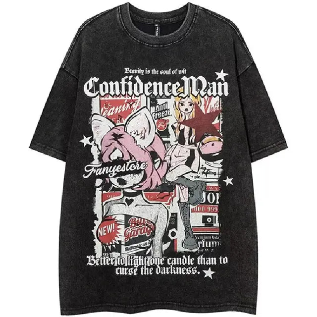 Camiseta con cuello redondo, holgada