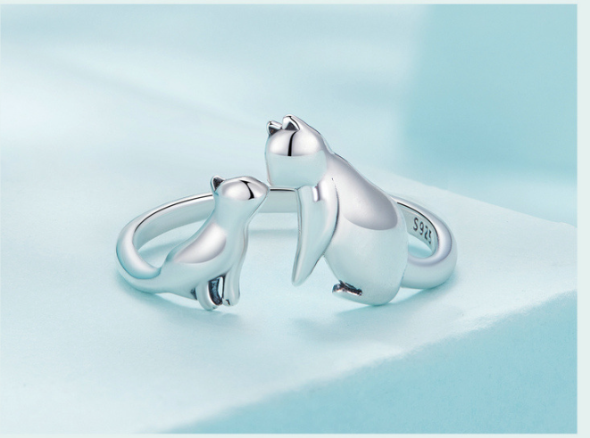 LYRAX: Anillo Gatos Plata 925