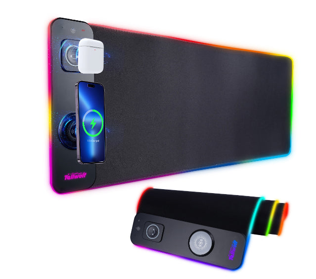 Mouse pad gamer con carga inalámbrica RGB