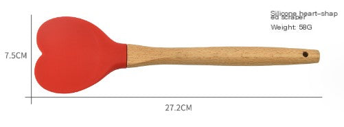 Cuchara Espátula de Silicona con Forma de Corazón Rosa