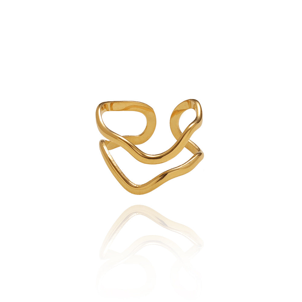 Eco Eterno: Anillo de Acero de Titanio con Baño de Oro 18K