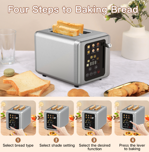 Tostadora Eléctrica Inteligente con Pantalla Táctil 850W