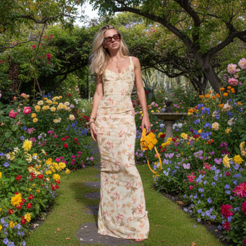 Néctar: Vestido camisola con abertura y estampado X
