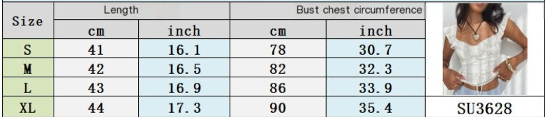 Top con volantes y ribete de encaje