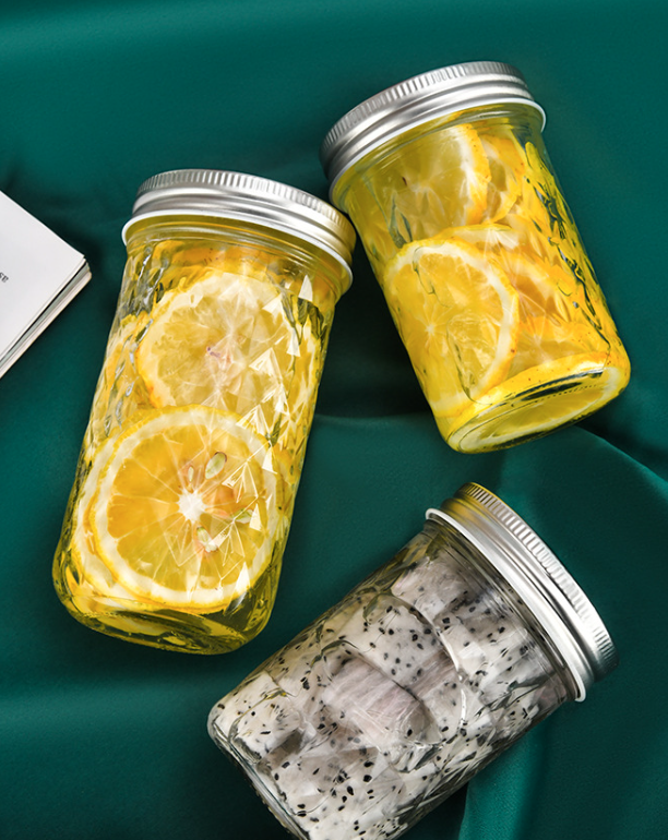 Botella de vidrio transparente sellada, frasco de vidrio, nueva botella de mermelada, jugo, mermelada, fruta seca, cocina