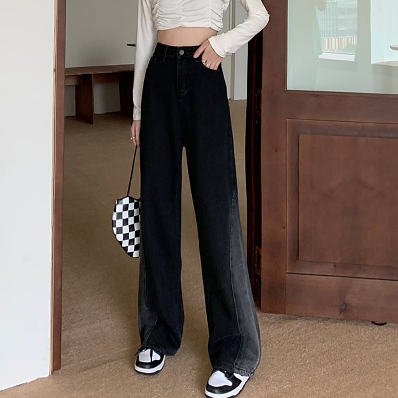 Pantalones anchos, finos, de cintura alta y rectos, de diseño nicho para mujer