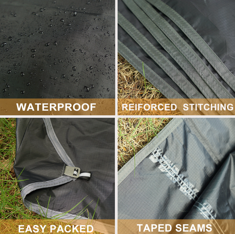 Estera de césped para exteriores con clavos de tierra, impermeable, para montañismo, picnic, playa, carpa con dosel a prueba de hierba, estera a prueba de humedad