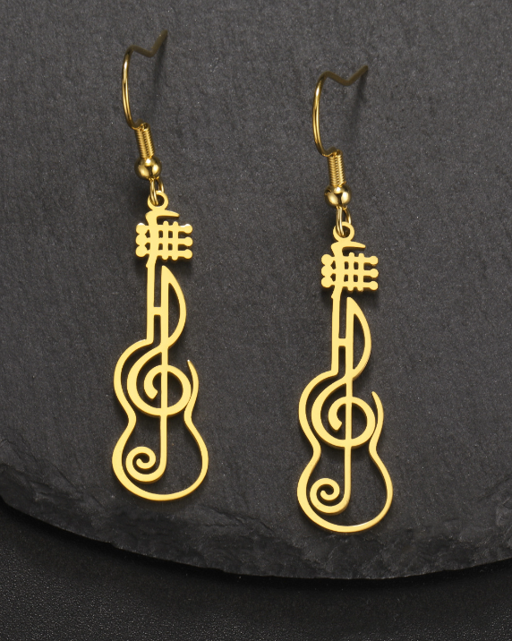 Aretes de Nota Musical (Acero Inoxidable) No se Destiñe - Estilo Fresco y Dulce