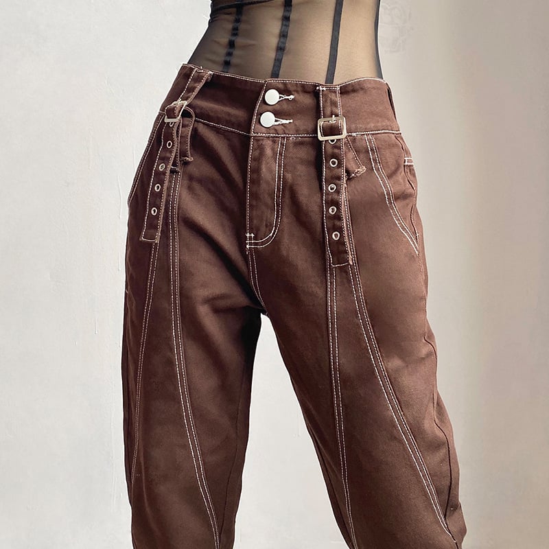 Pantalones vaqueros rectos y ajustados de cintura alta para mujer