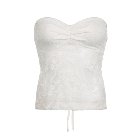 Top de tubo de encaje transparente