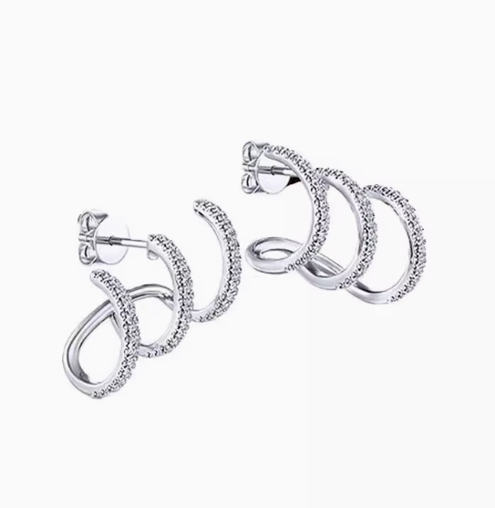 Aretes Tridente de Zirconia con Perlas Naturales de Agua Dulce (Plata Esterlina 925)