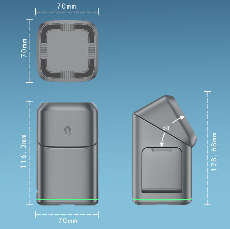 Cargador inalámbrico magnético 3 en 1 con base giratoria y carga rápida