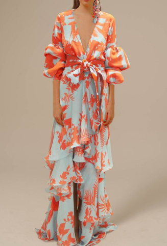 Vestido de fiesta de gasa con falda de cama