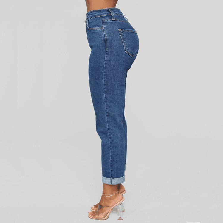 Pantalones vaqueros de cintura alta y pierna recta para mujer