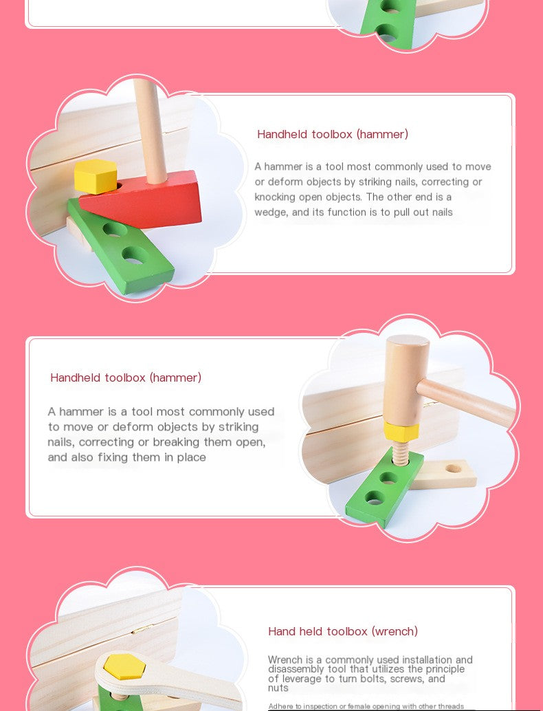 Kit de caja de herramientas de madera para niños
