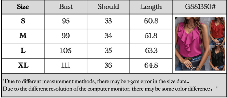 Camiseta de tirantes con cuello en V y volantes