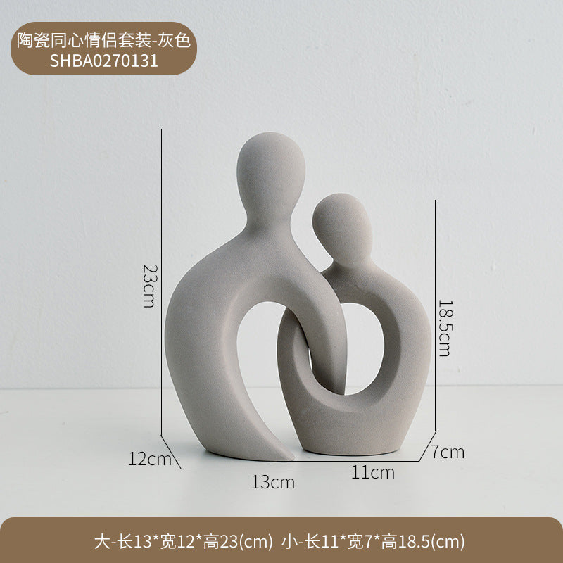 Figura Decorativa de Pareja Abstracta Minimalista Moderna