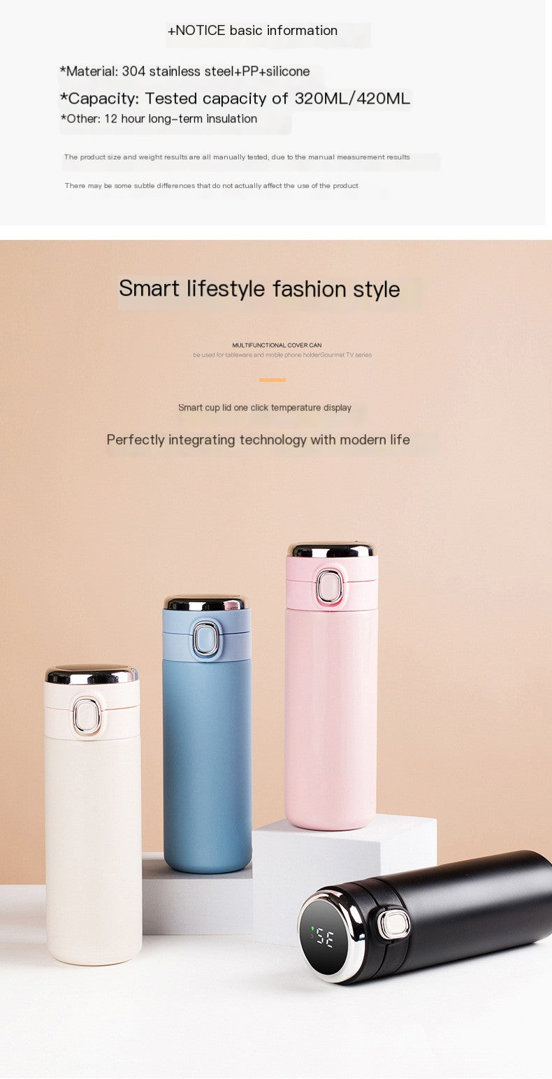 Botella térmica Lenogue de acero inoxidable de 400 ml con termómetro LED