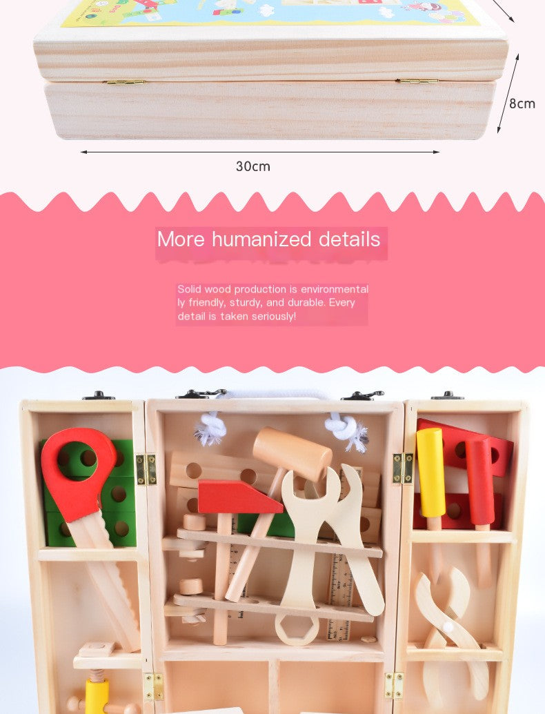 Kit de caja de herramientas de madera para niños