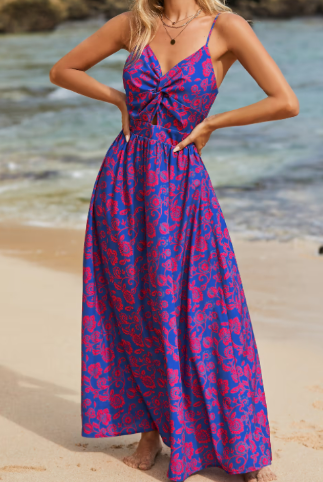 Malva: Vestido con falda larga informal de cintura alta con tirantes para mujer