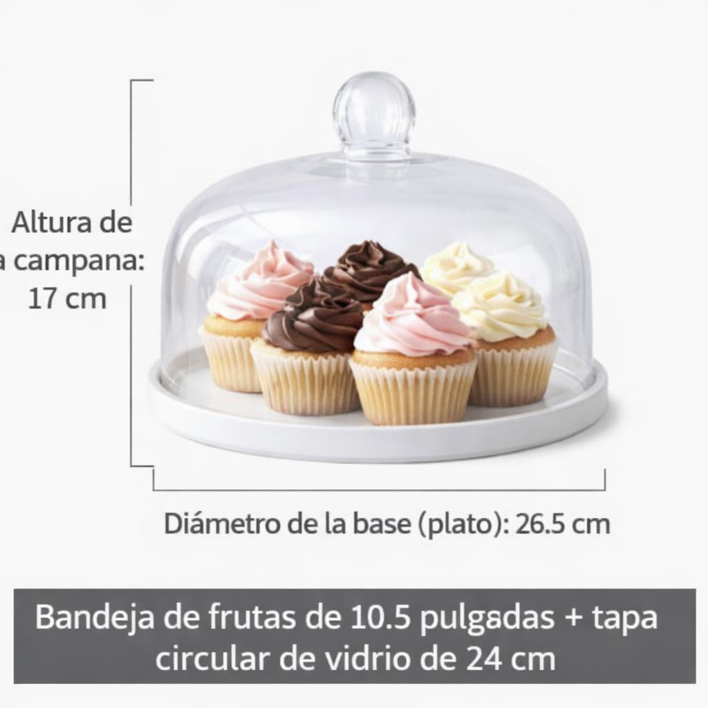 Bandeja para Pastel con Cúpula de Vidrio Estilo Europeo