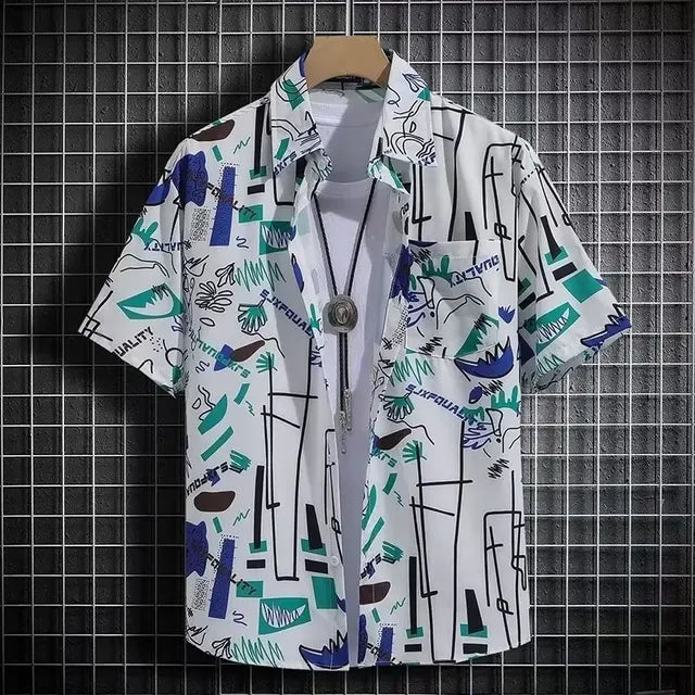 Camisa de manga corta para hombre, estilo polo informal holgado con cuello de solapa