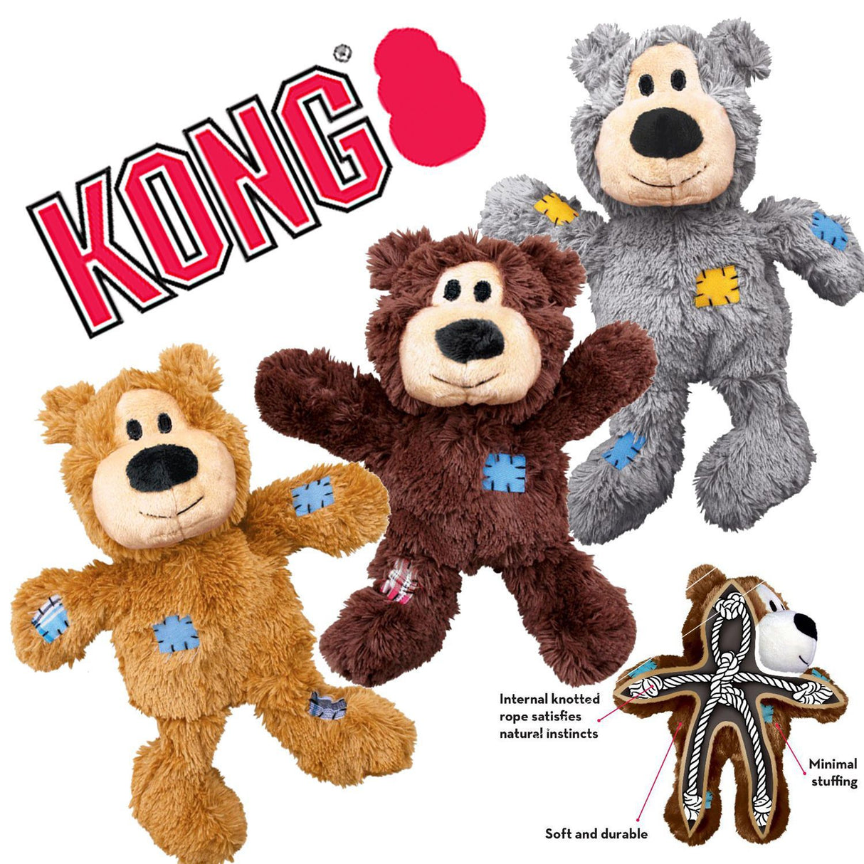 Peluche Kong oso con cuerda resistente
