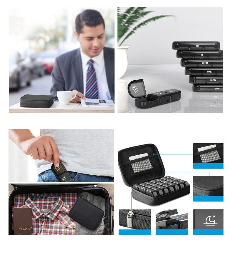 Pastillero semanal, pastillero para 2 tomas al día, organizador de medicamentos de viaje para 7 días