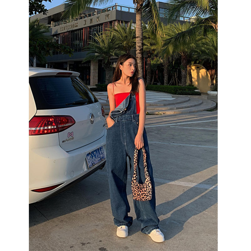 Pantalones anchos de pierna alta, holgados, estilo retro, de color azul fino