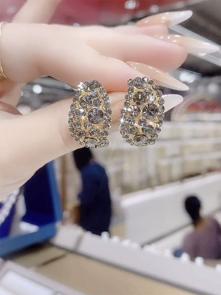 Arracadas de Aro (Plata Esterlina) con Incrustación de Diamantes (Aleación de Lujo)