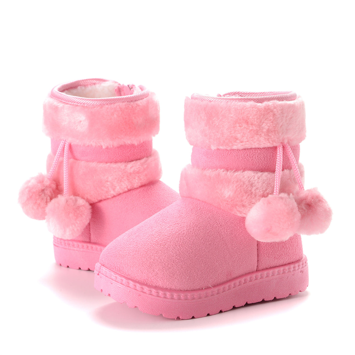 Bota de pompón de invierno para niños - Pantuflas forradas de lana