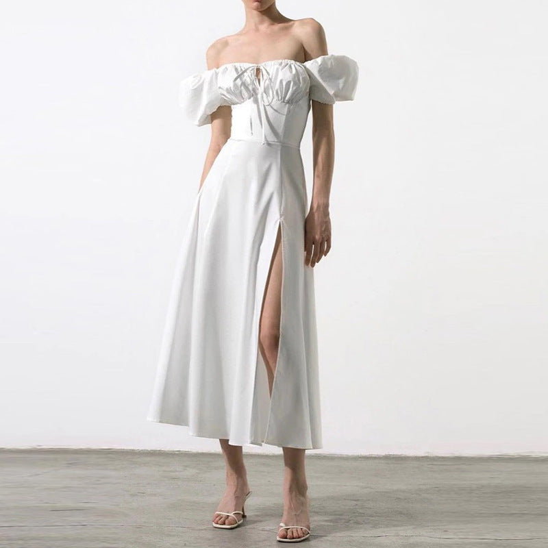 Vestido midi moldeador con bustier y mangas