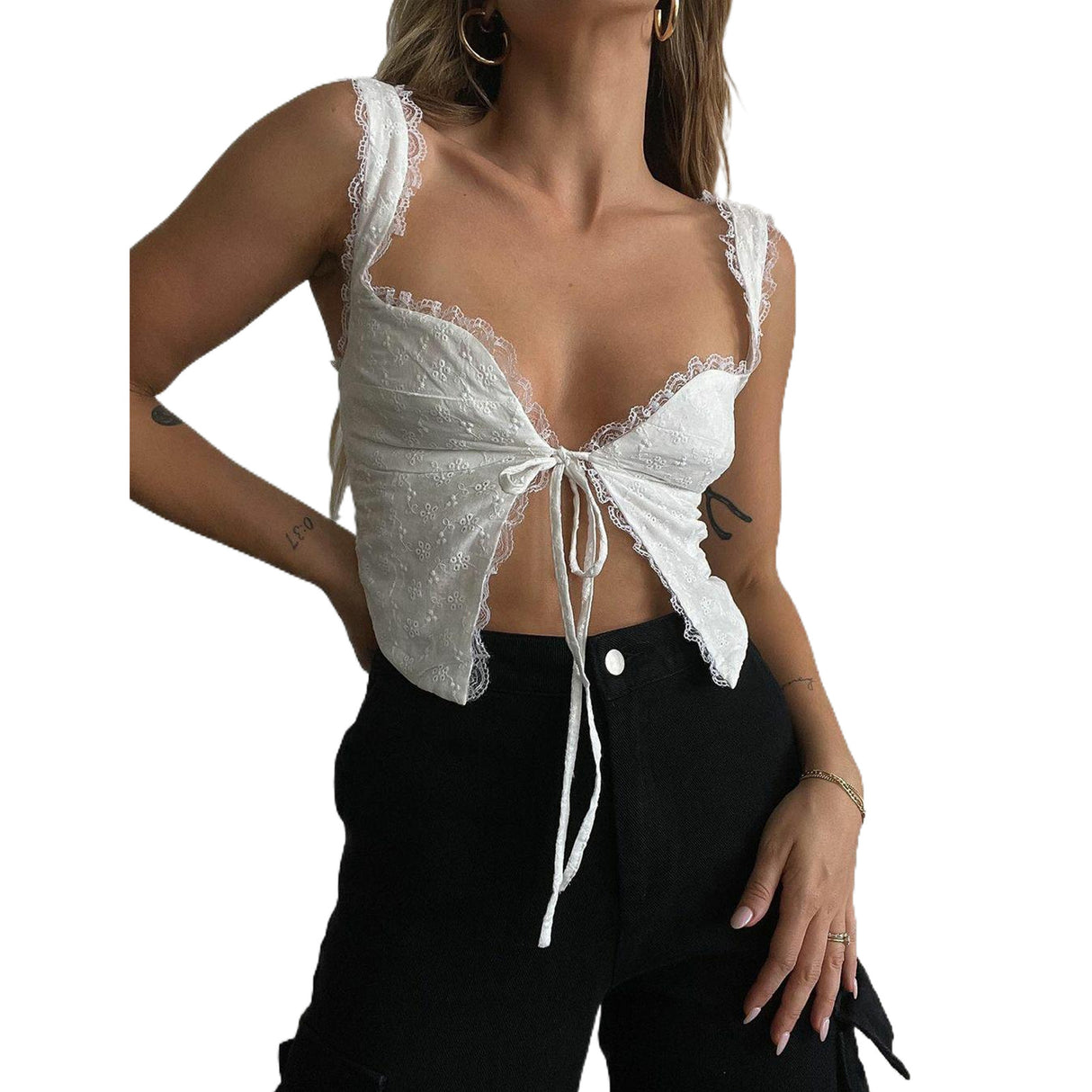 Top blanco con abertura Ivory Breeze