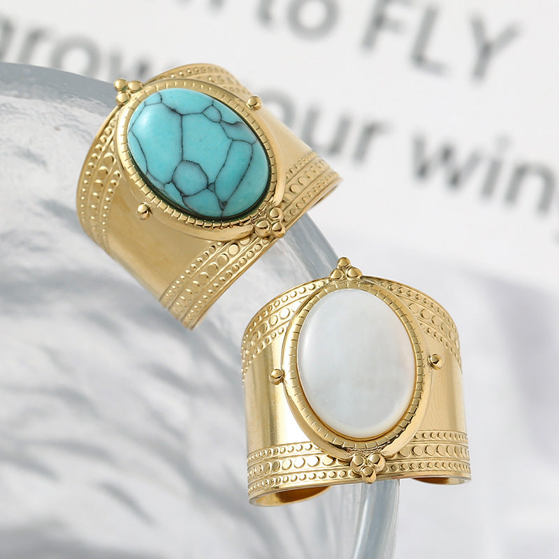 AURA: Anillo Sello de Oro y Piedra Natural
