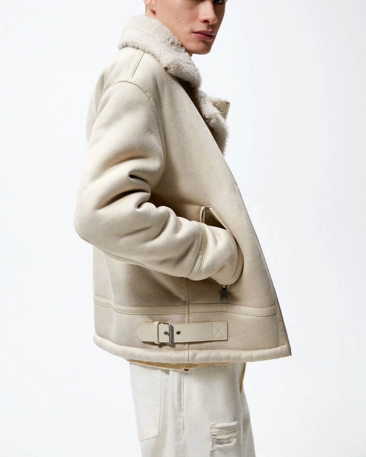 Cresta: Chaqueta de piel sintética de cachemira para hombre
