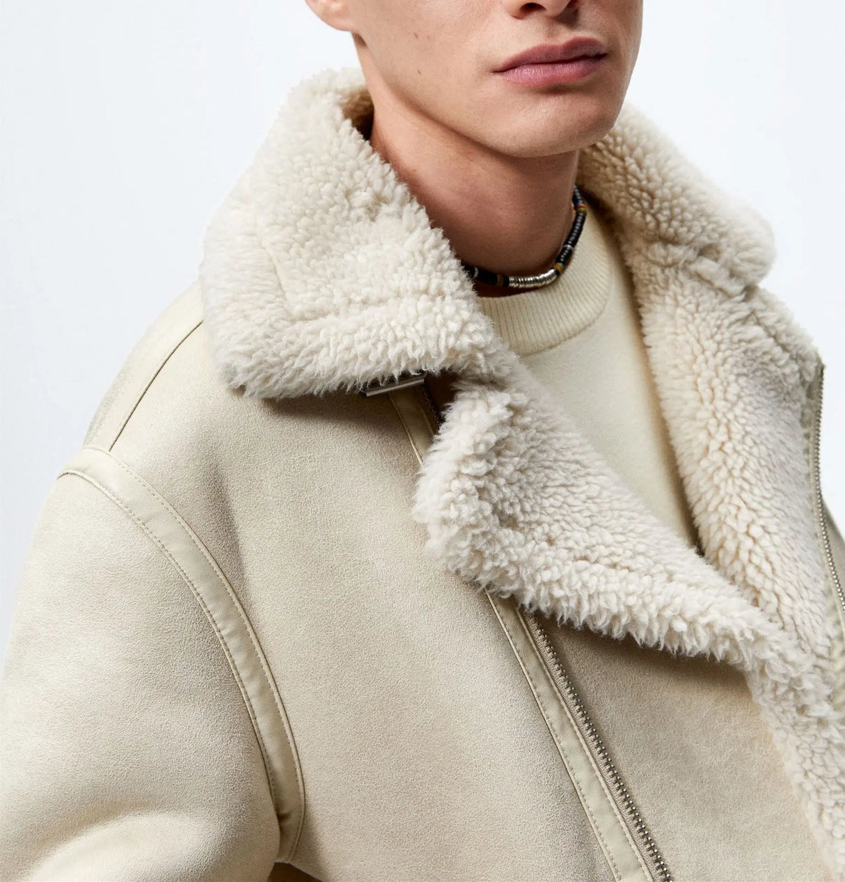 Cresta: Chaqueta de piel sintética de cachemira para hombre