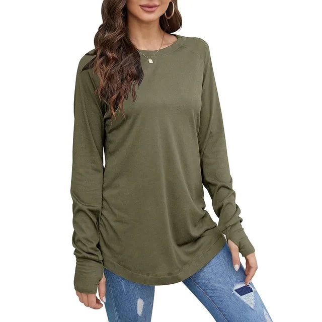 https://ae01.alicdn.com/kf/S8ae0f5a43ad741ec85276e4ea3c6b92b1/Women-s-Solid-Round-Neck-Loose-Long-Sleeve-Medium-Length-Leaky-Thumb-T-shirt-Top.jpg_640x640.jpg