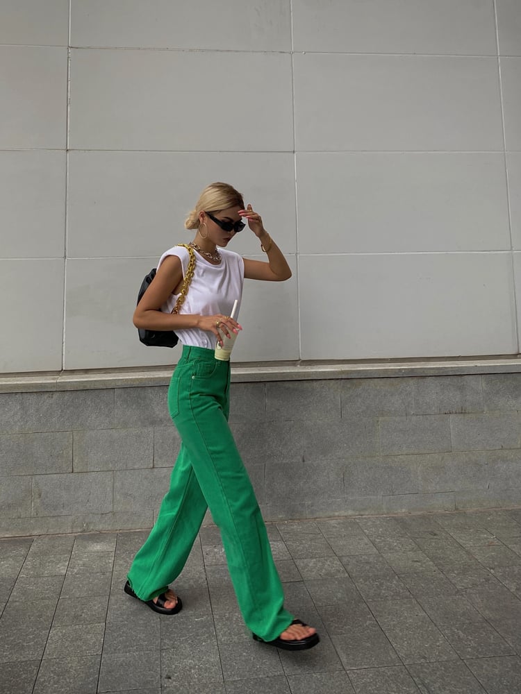 Vaqueros rectos de cintura alta y pierna ancha para mujer, ajustados