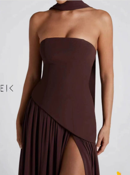 Zora: Vestido maxi sexy de fiesta con aberturas irregulares