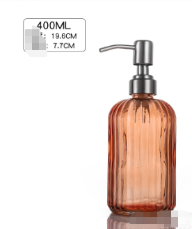 Dispensador de jabón líquido de vidrio transparente de 400 ml