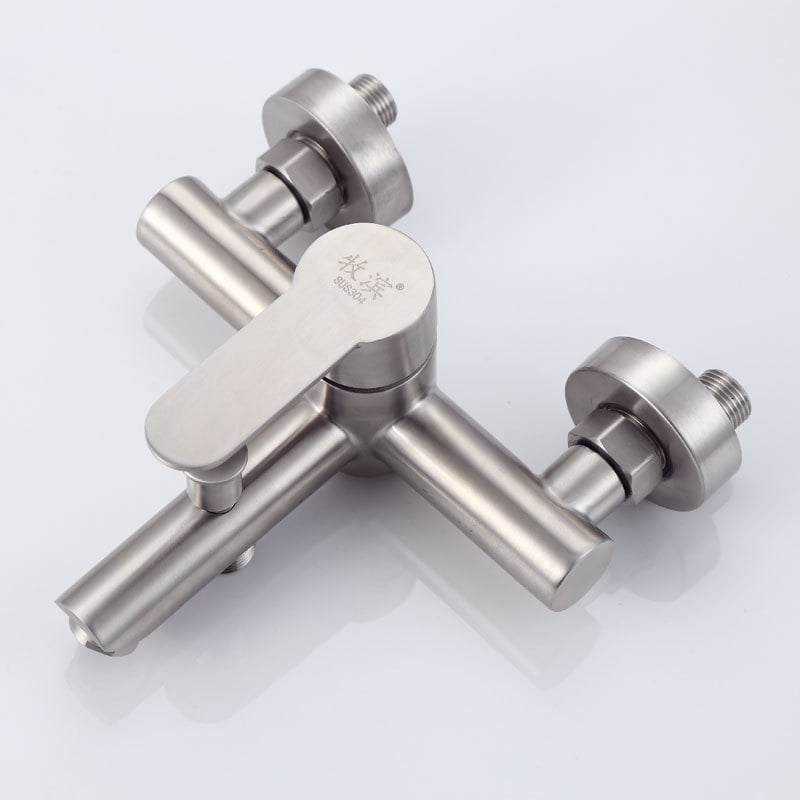 Llave Mezcladora de Ducha Acero Inoxidable 304 - Grifo para Regadera Instalación a Pared Acabado Cepillado