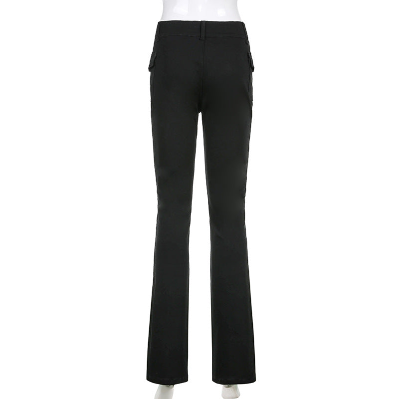 Pantalones cortos de cintura baja con bolsillos laterales, estilo retro, ajustados e informales para mujer