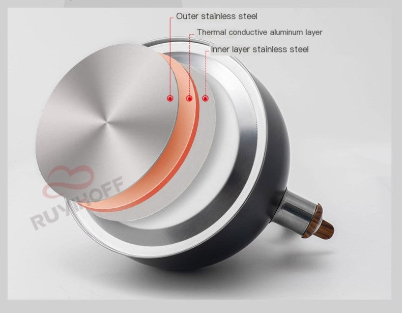 Hervidor de acero inoxidable con silbato 3L 2.5L
