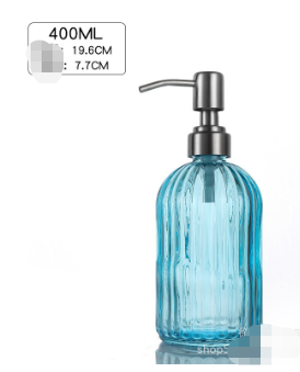Dispensador de jabón líquido de vidrio transparente de 400 ml