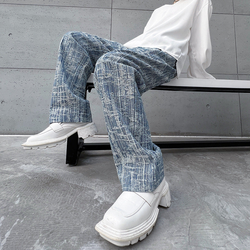 Vaqueros holgados con textura jacquard Ins para hombre