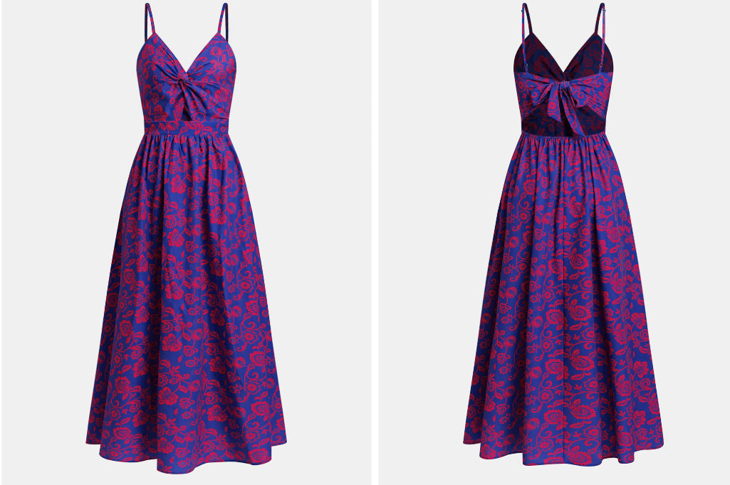 Vestido con falda larga informal de cintura alta con tirantes para mujer